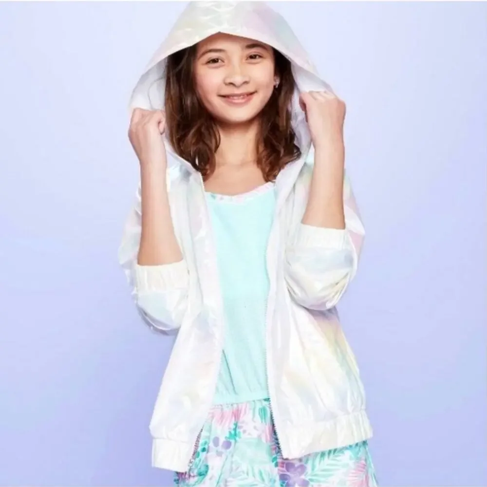 NEW More Than Magic Target Hooded Iridescent Rainbow Jacket